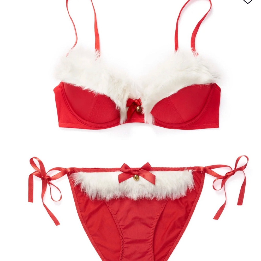 Adore Me Push Up Bra & Panties Size 36DDD Red ClausMatching Set. Panties Medium